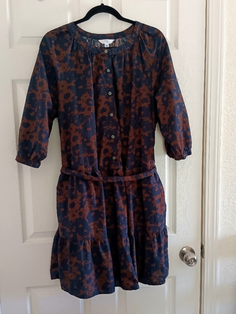 Time & True XXXL 22 Brown Navy Floral Dress